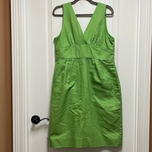 J. Crew Sz 16 Vibrant Green Sleeveless Lined Mini Dress Beach Resortwear Pockets